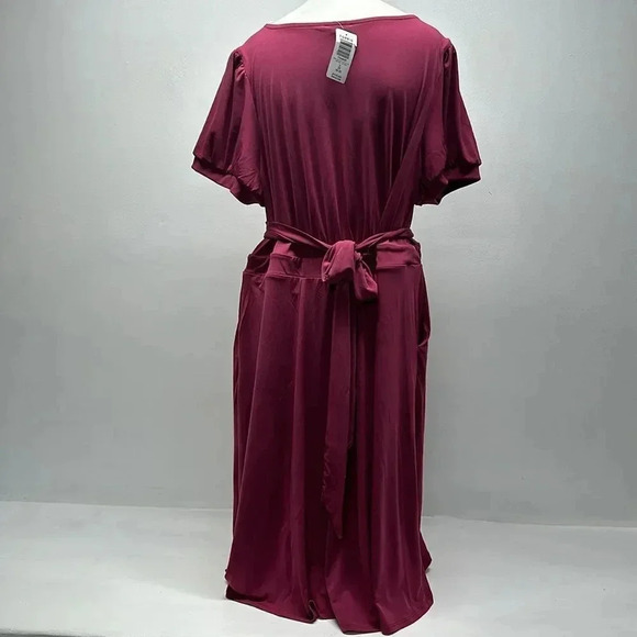 Torrid Midi Dress Studio Knit Surplice Puff Sleeve Purple Plus Pink Size New 2X - Picture 6 of 12